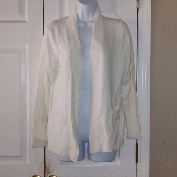 Architect Petites off white open front cardigan with pockets  Sz LP - Picture 1 of 5